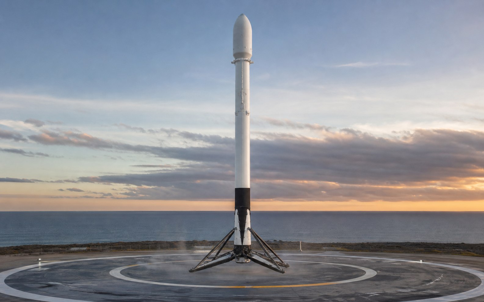 Falcon 9 火箭着陆后的真实感图像